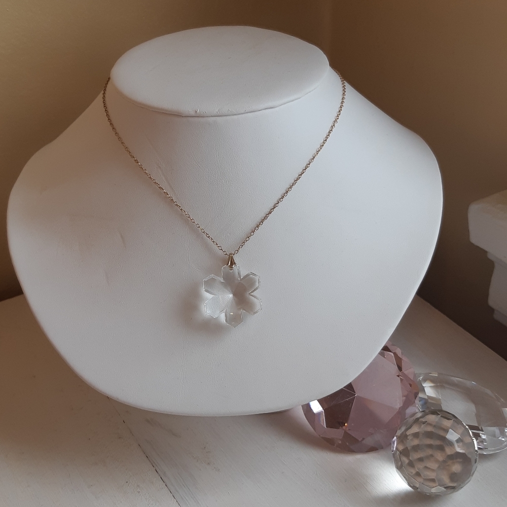 Crystal Snowflake on a long Gold Chain